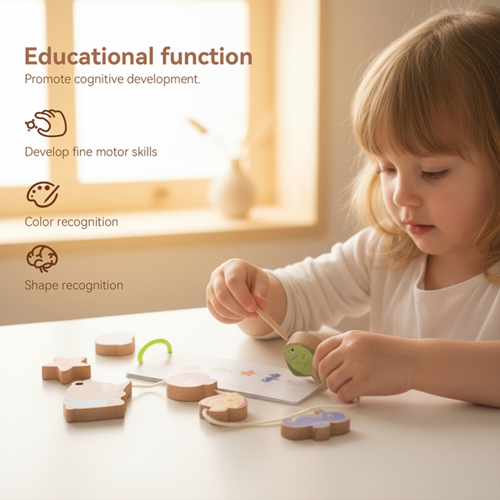 Educational Cartoon For Kids - Juguete de enhebrado de madera para