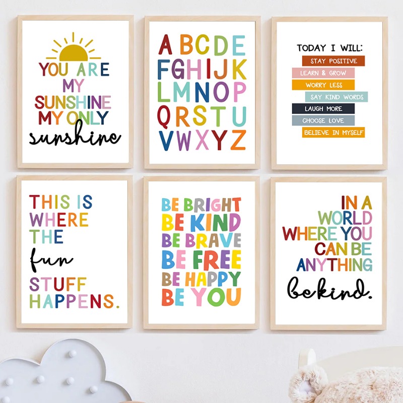 Kids Education Yes - Póster educativo en inglés, alfabeto, números,